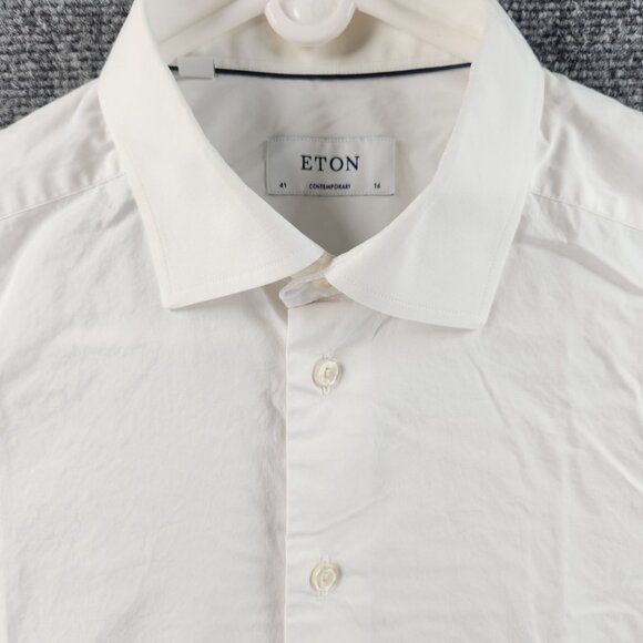 Eton Cotton Romania Contemporary 16 Poplin Convertible Cuff White Men Work Shirt - Picture 1 of 16